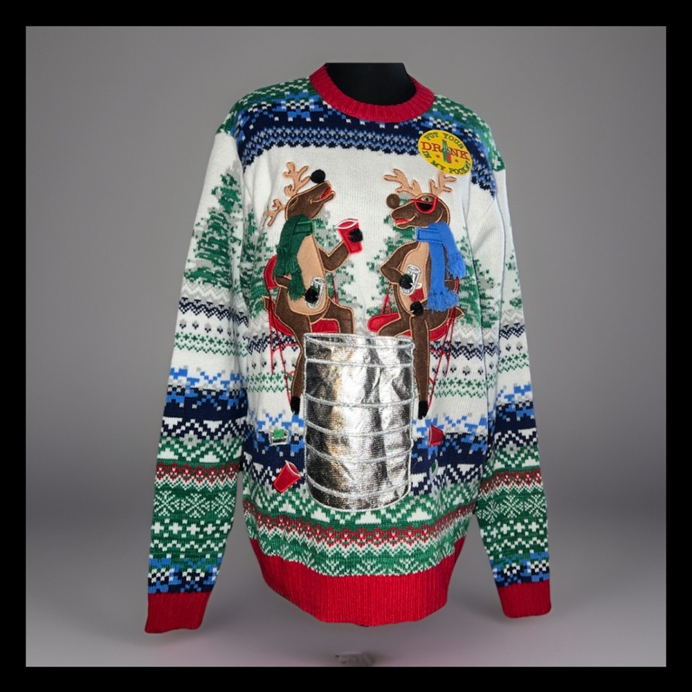 Men's Holiday Reindeer Sweater - Multicolor